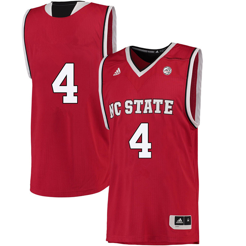Men #4 Ashley Williams NC State Wolfpack College Basketball Jerseys-Red